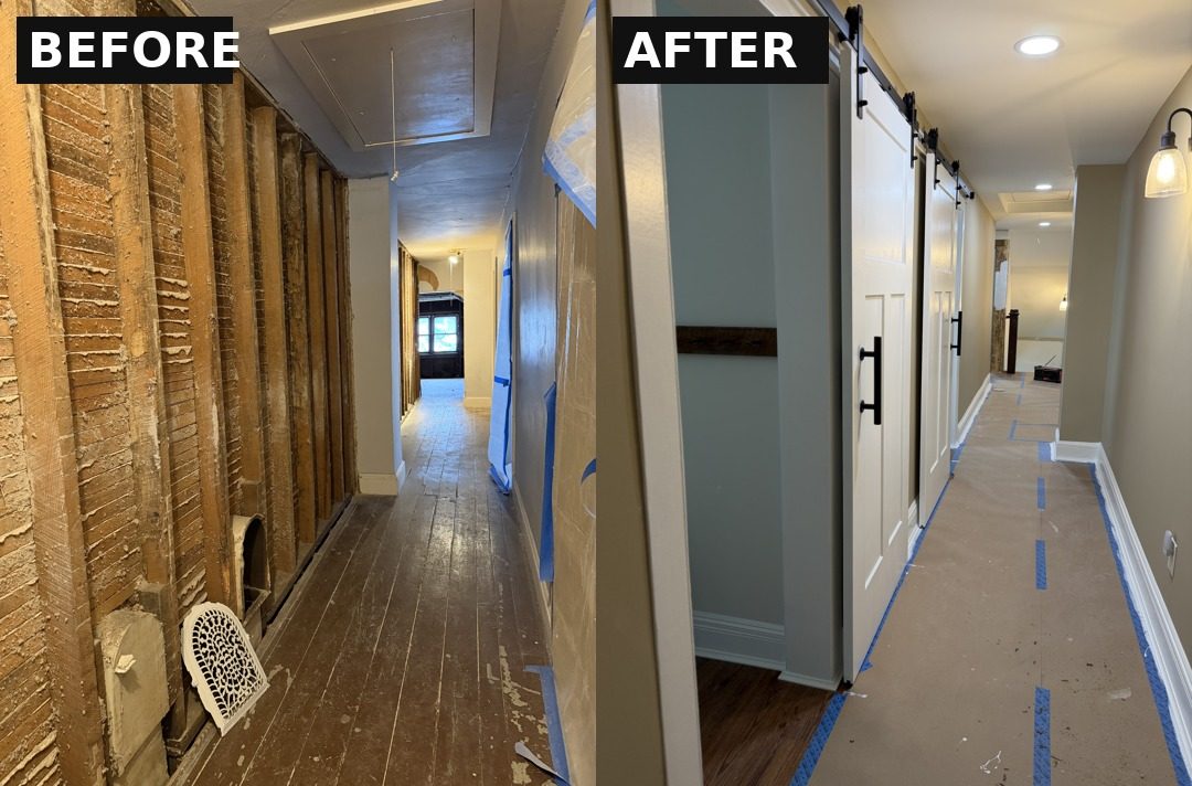 Hallway before and after the job